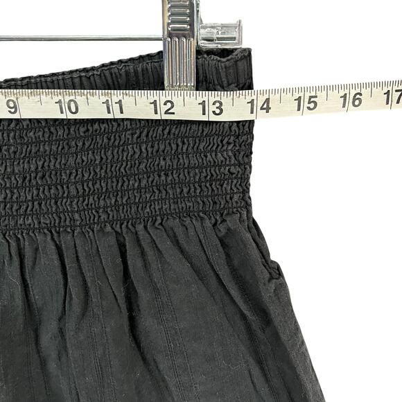 Roxy Y2K Mini Skirt XS Black Smocked Waist Eyelet Hem Pull On Boho Beach Casual - Picture 6 of 11